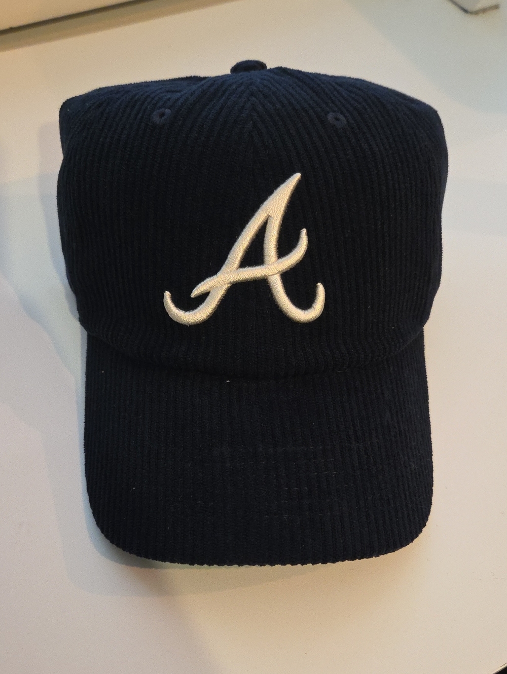 Embroidered 'A' Navy Corduroy Baseball Cap